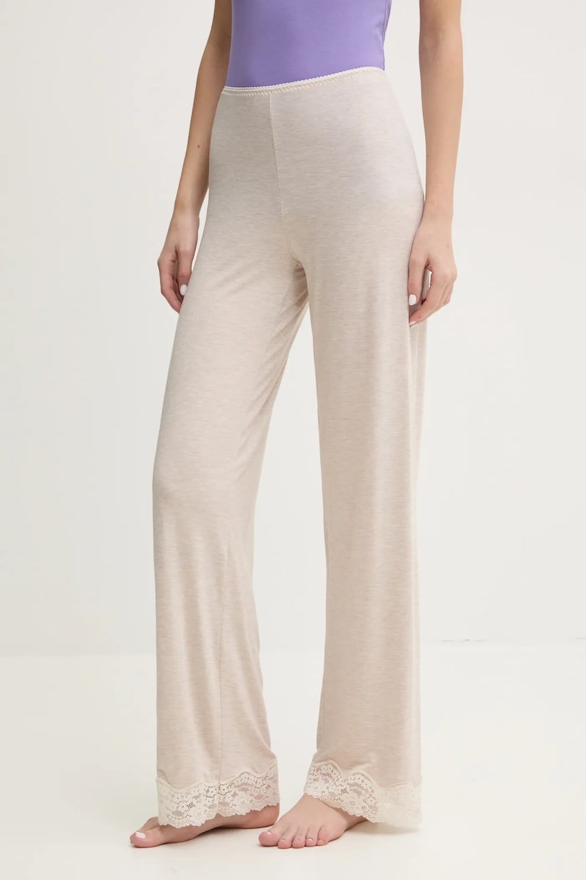 United Colors of Benetton pantaloni de pijama femei, culoarea bej, 3Z123F04A United Colors of Benetton pantaloni de pijama femei, culoarea bej, 3Z123F04A