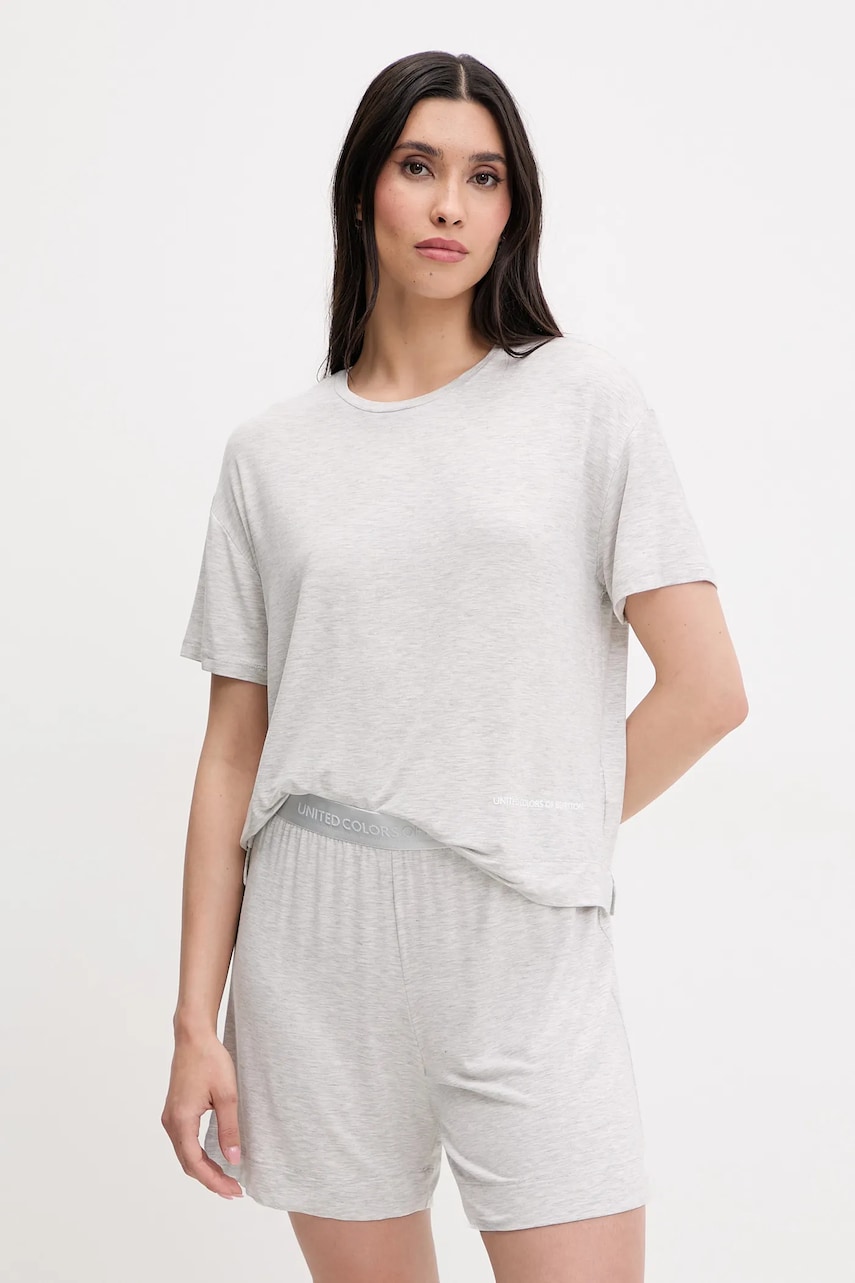 United Colors of Benetton tricou de pijama culoarea gri, 36MX3M07A
