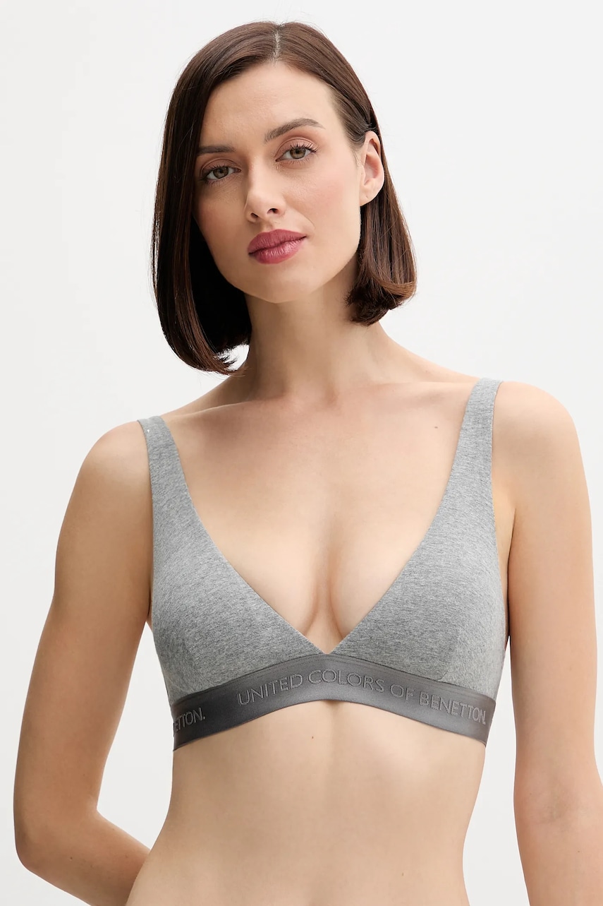 United Colors of Benetton sutien culoarea gri, melanj, 3OP81R01F