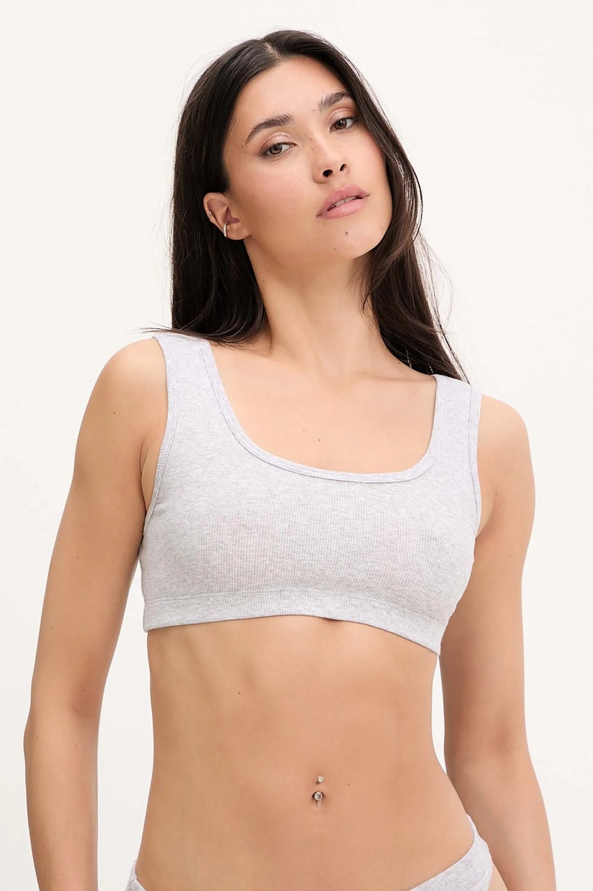 Samsoe Samsoe sutien SANAOMI culoarea gri, uni, F25100141