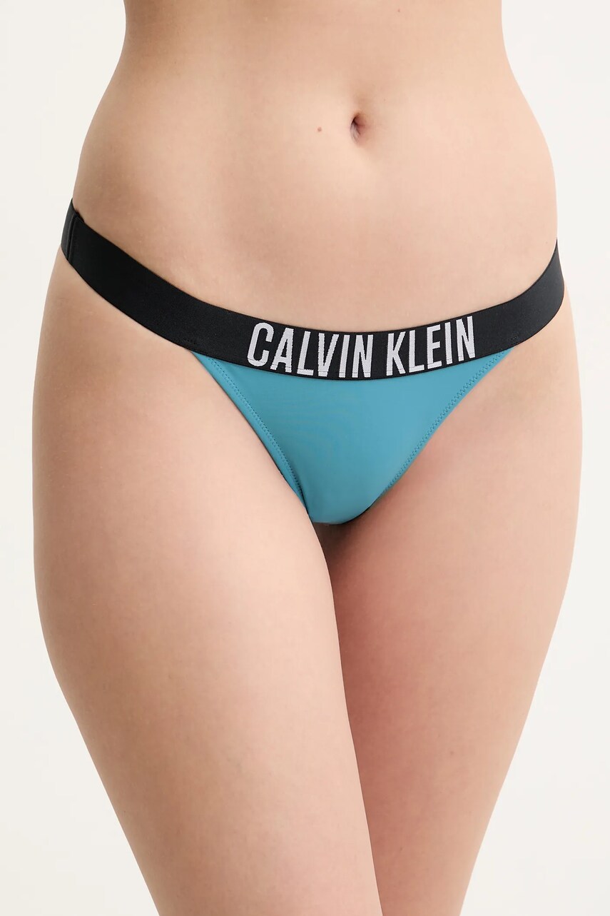 Levně Plavkové kalhotky Calvin Klein zelená barva, KW0KW02857