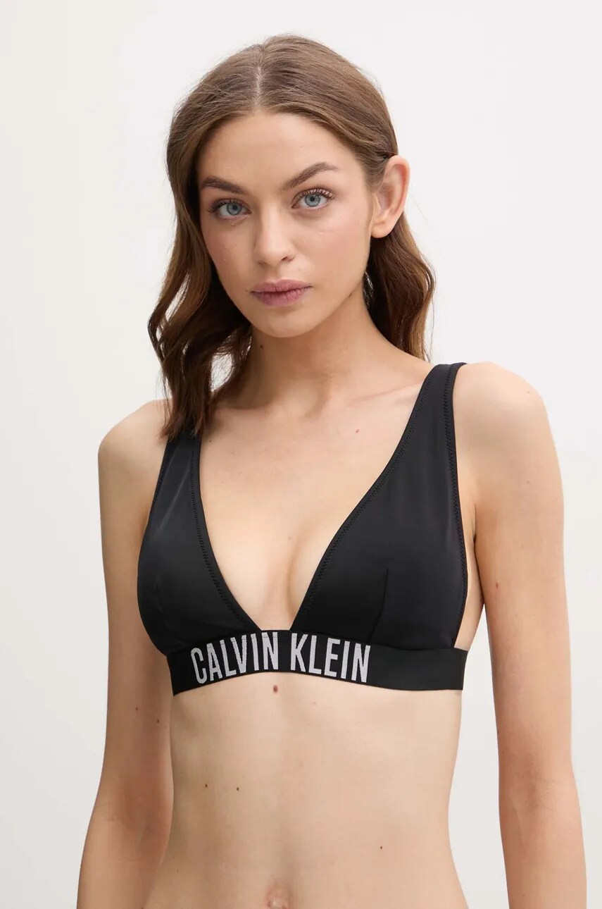 Levně Plavková podprsenka Calvin Klein černá barva, mírně vyztužený košík, KW0KW02832