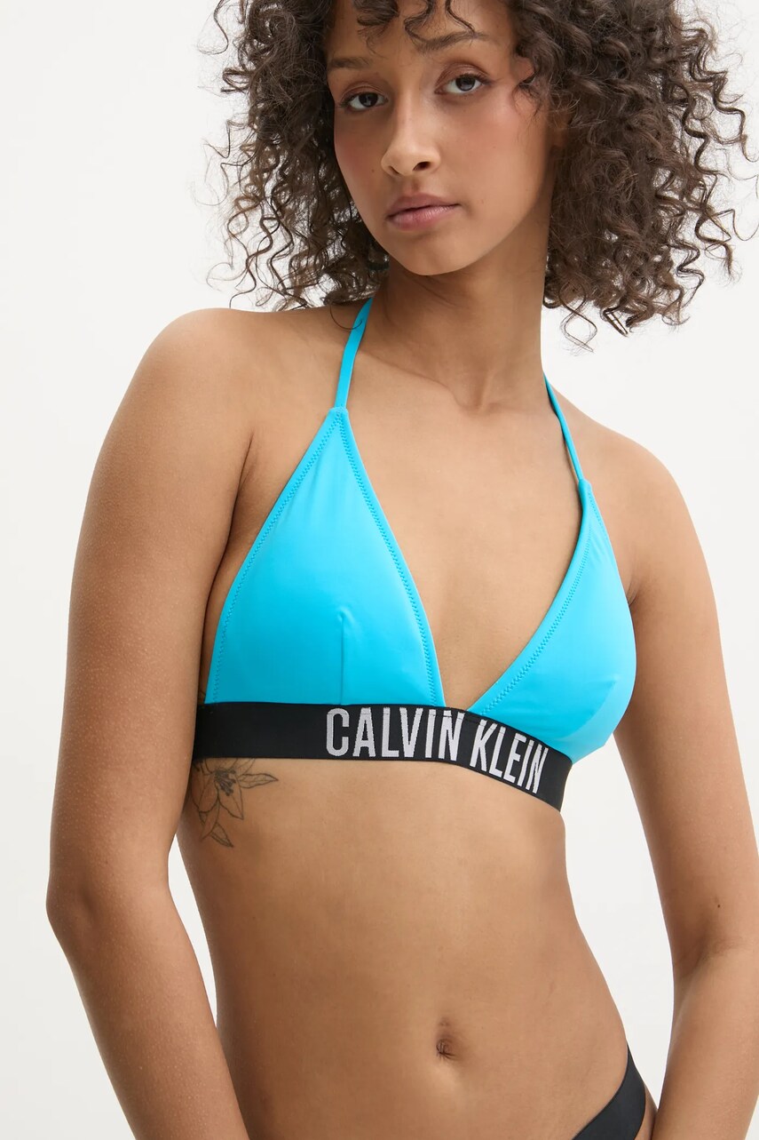 

Горнище на бански Calvin Klein в синьо с леко подплатени чашки KW0KW02854, Син