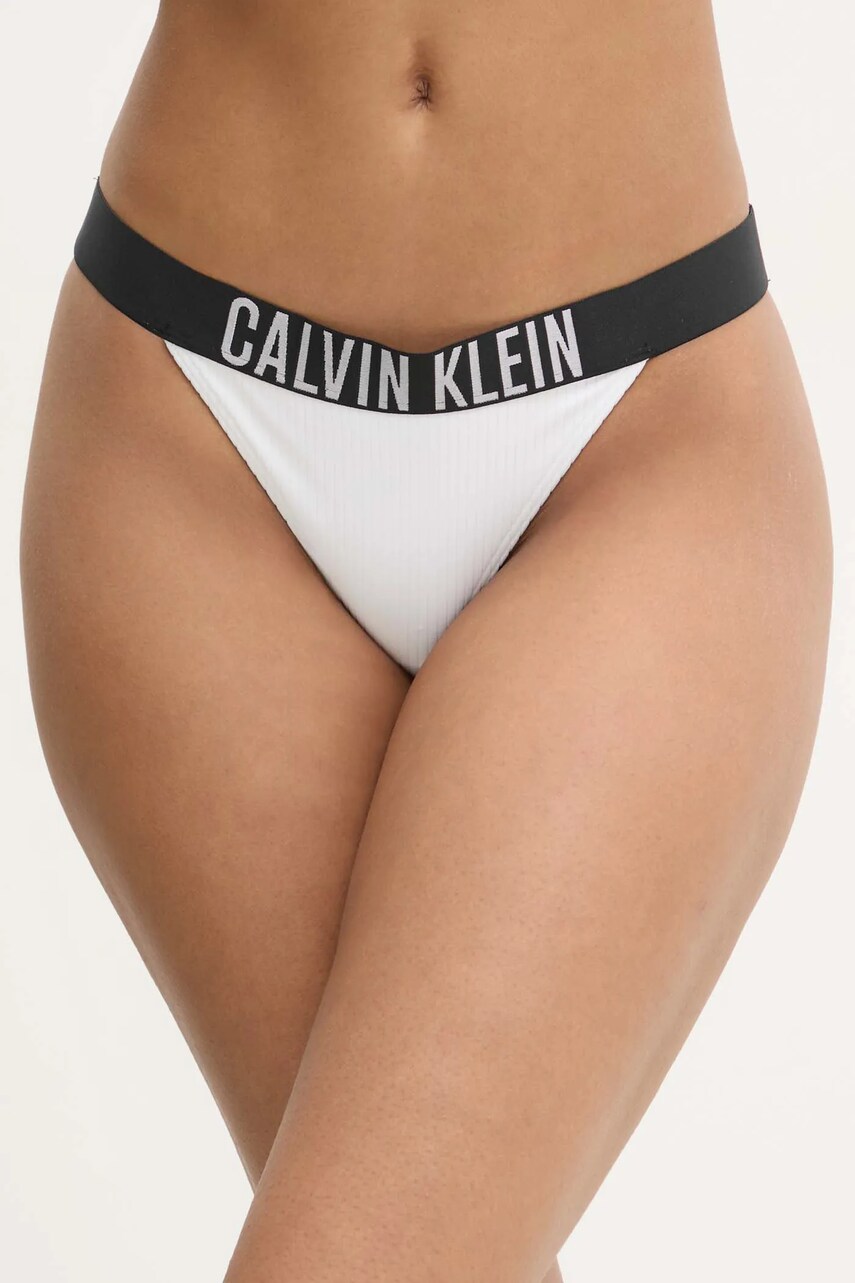 Levně Plavkové kalhotky Calvin Klein bílá barva, KW0KW02753