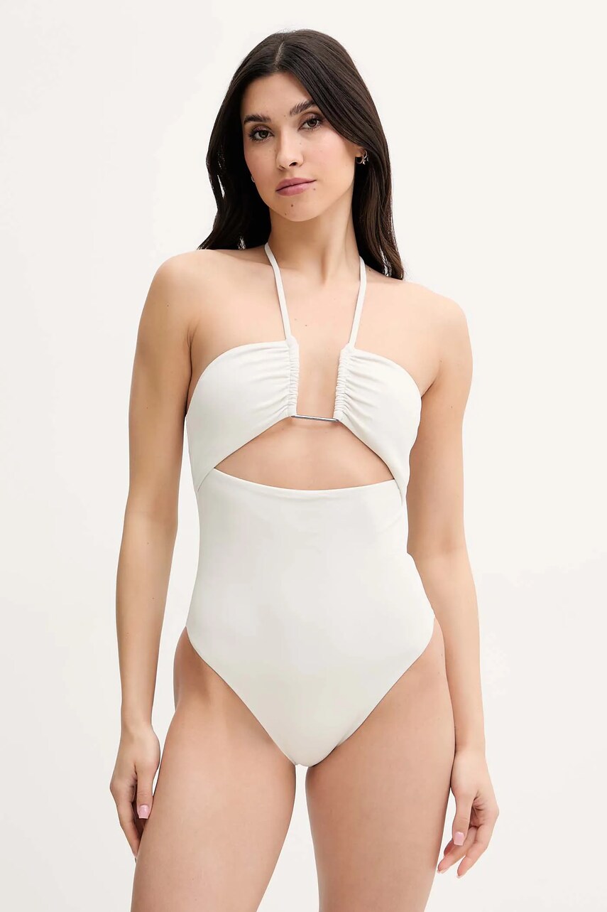 Levně Jednodílné plavky Calvin Klein šedá barva, mírně vyztužený košík, KW0KW02813