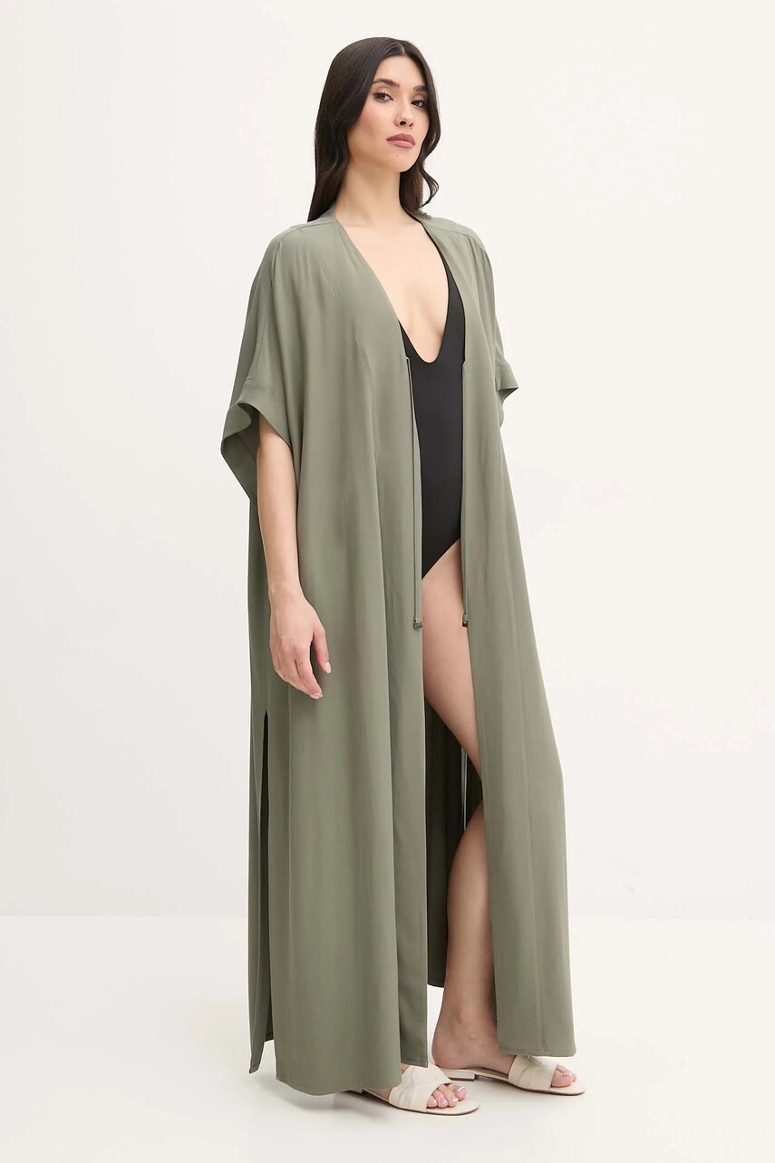 Levně Plážový přehoz Calvin Klein zelená barva, KW0KW02822