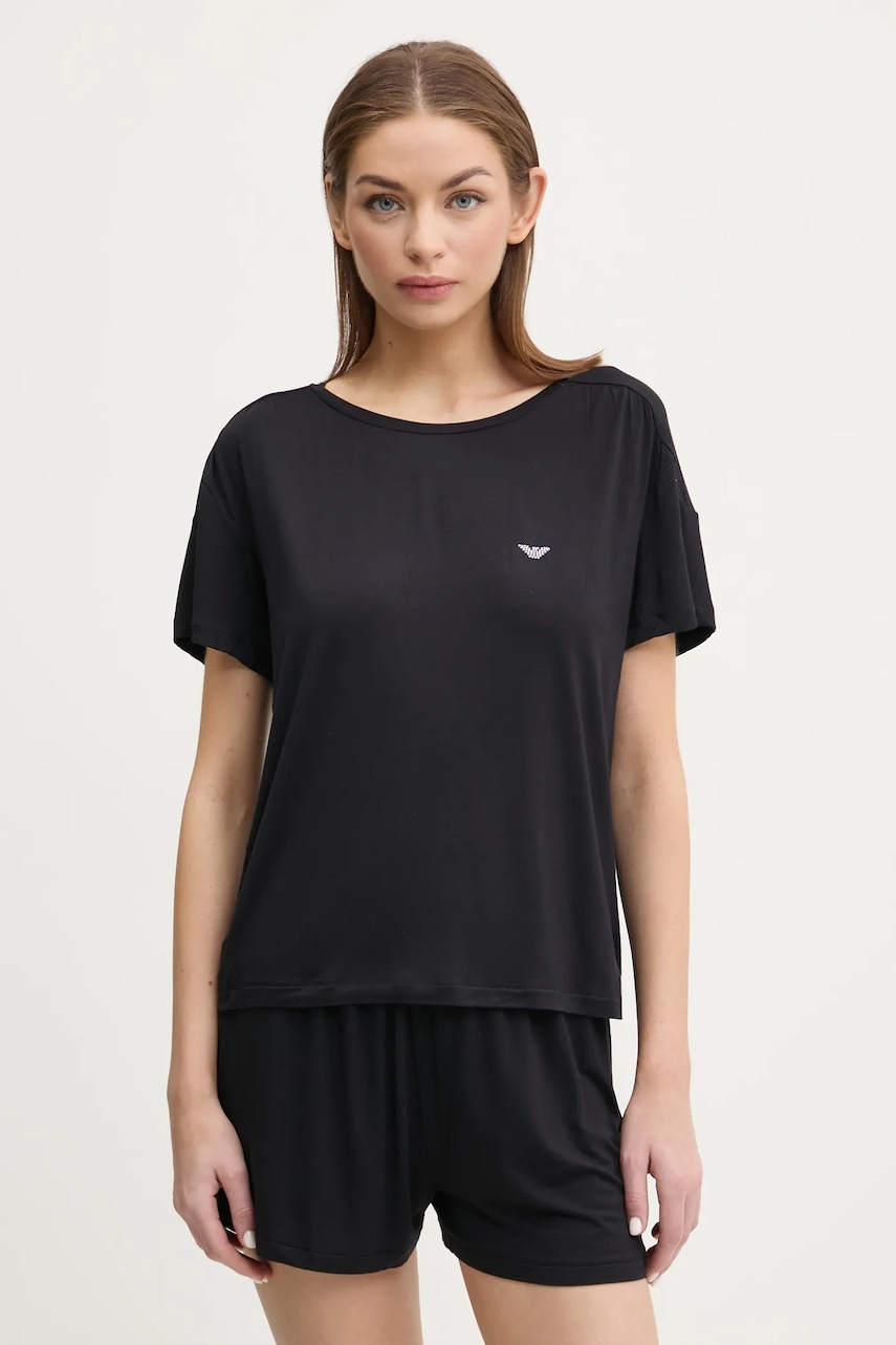 Emporio Armani Underwear compleu pijama culoarea negru, bumbac, EW000525 AF10889