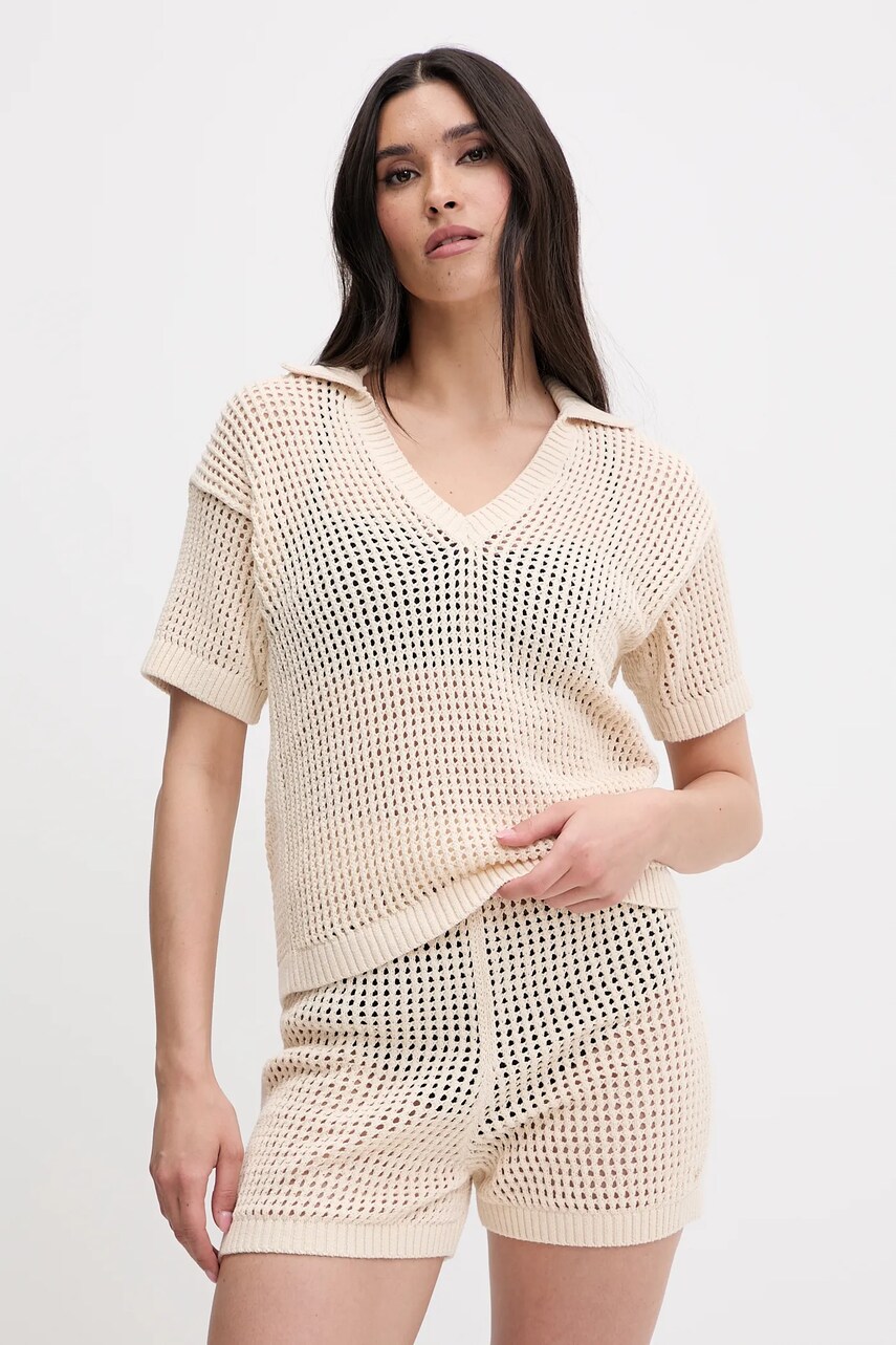 Levně Plážové tričko Tommy Hilfiger béžová barva, UW0UW05868