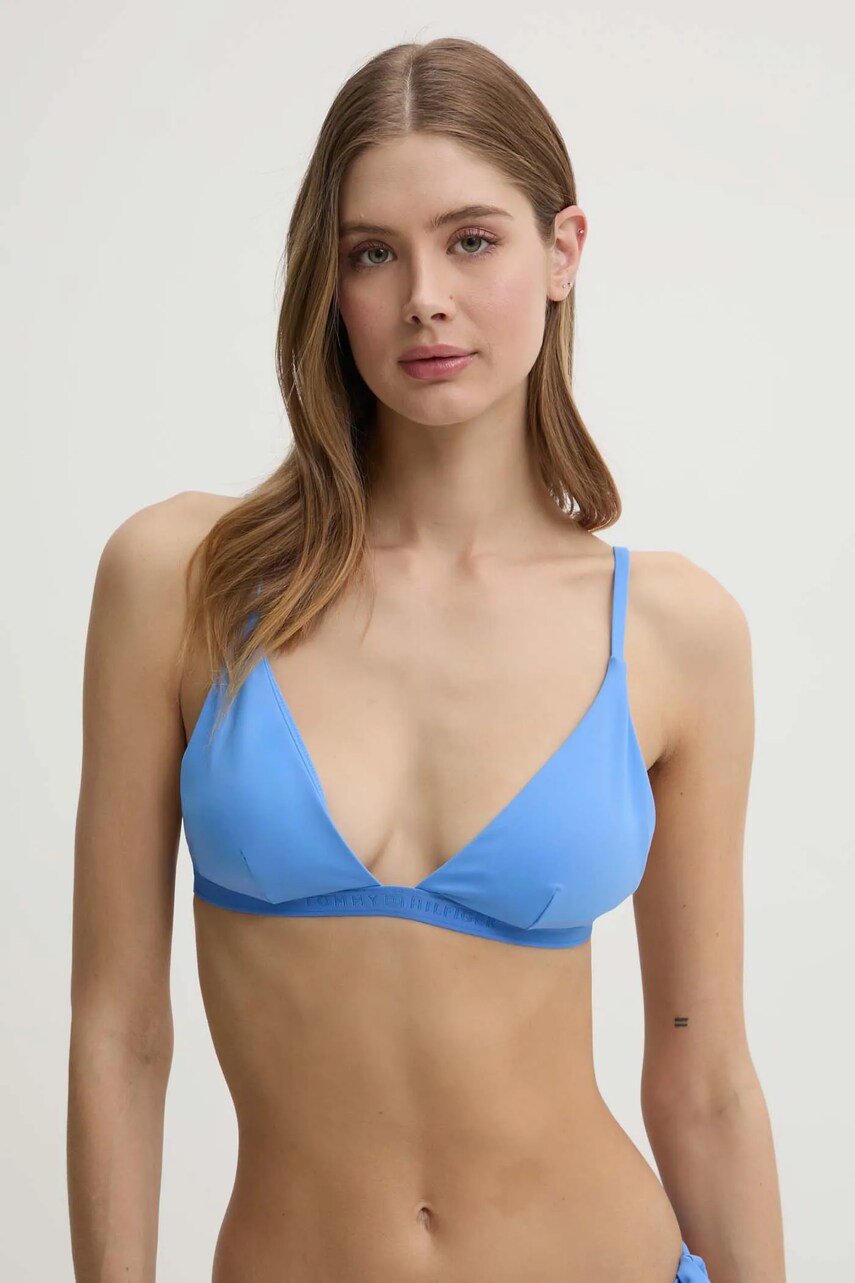 Levně Plavková podprsenka Tommy Hilfiger fialová barva, mírně vyztužený košík, UW0UW05801