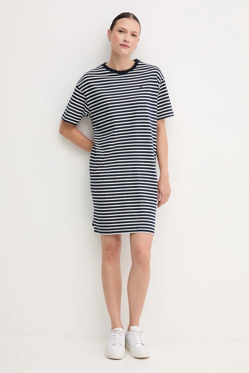 Бавовняна сукня Tommy Hilfiger колір синій mini пряма UW0UW05937