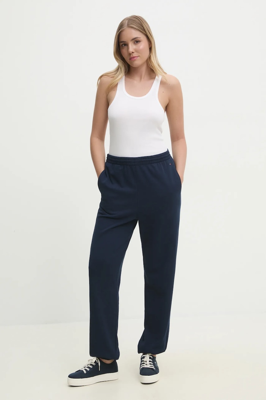 Спортивные штаны Tommy Hilfiger цвет синий однотонные UW0UW05773 Спортивные штаны Tommy Hilfiger цвет синий однотонные UW0UW05773