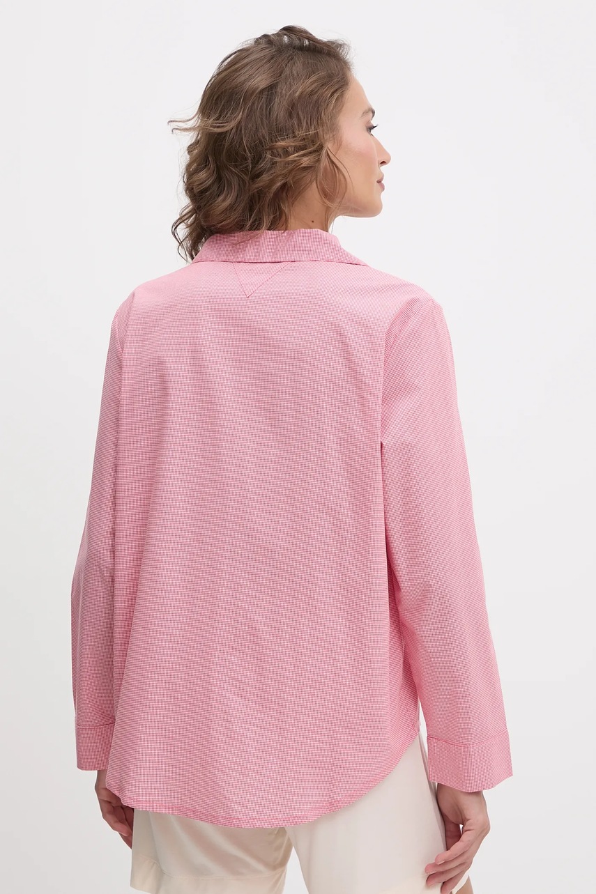 Хлопковая пижамная рубашка Tommy Hilfiger цвет бордовый хлопковая UW0UW05764