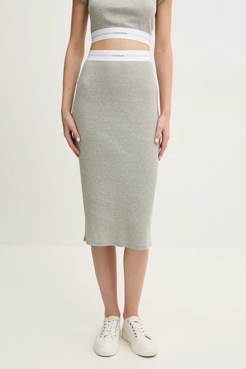 Levně Lounge sukně Calvin Klein Underwear šedá barva, midi, LV00QS7350