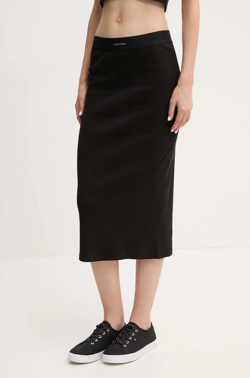 Levně Lounge sukně Calvin Klein Underwear černá barva, midi, LV00QS7350