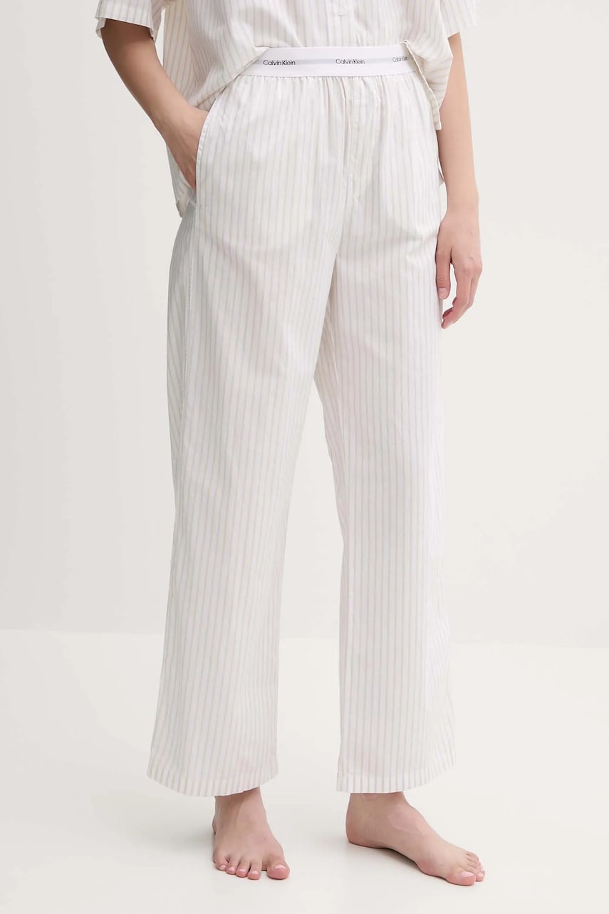 Levně Bavlněné pyžamové kalhoty Calvin Klein Underwear bílá barva, LV00QS7410