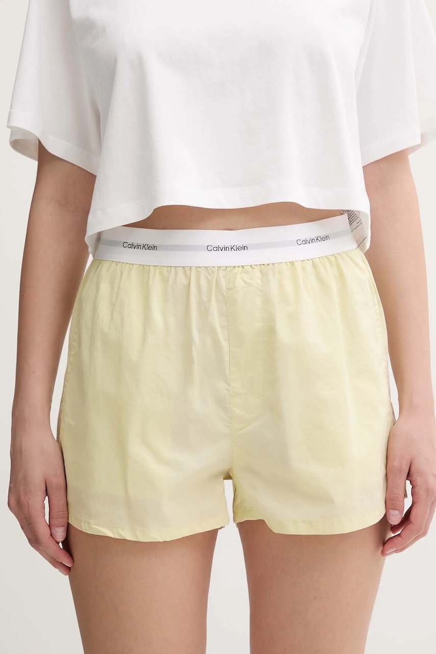Levně Bavlněné pyžamové šortky Calvin Klein Underwear žlutá barva, bavlněná, LV00QS7411