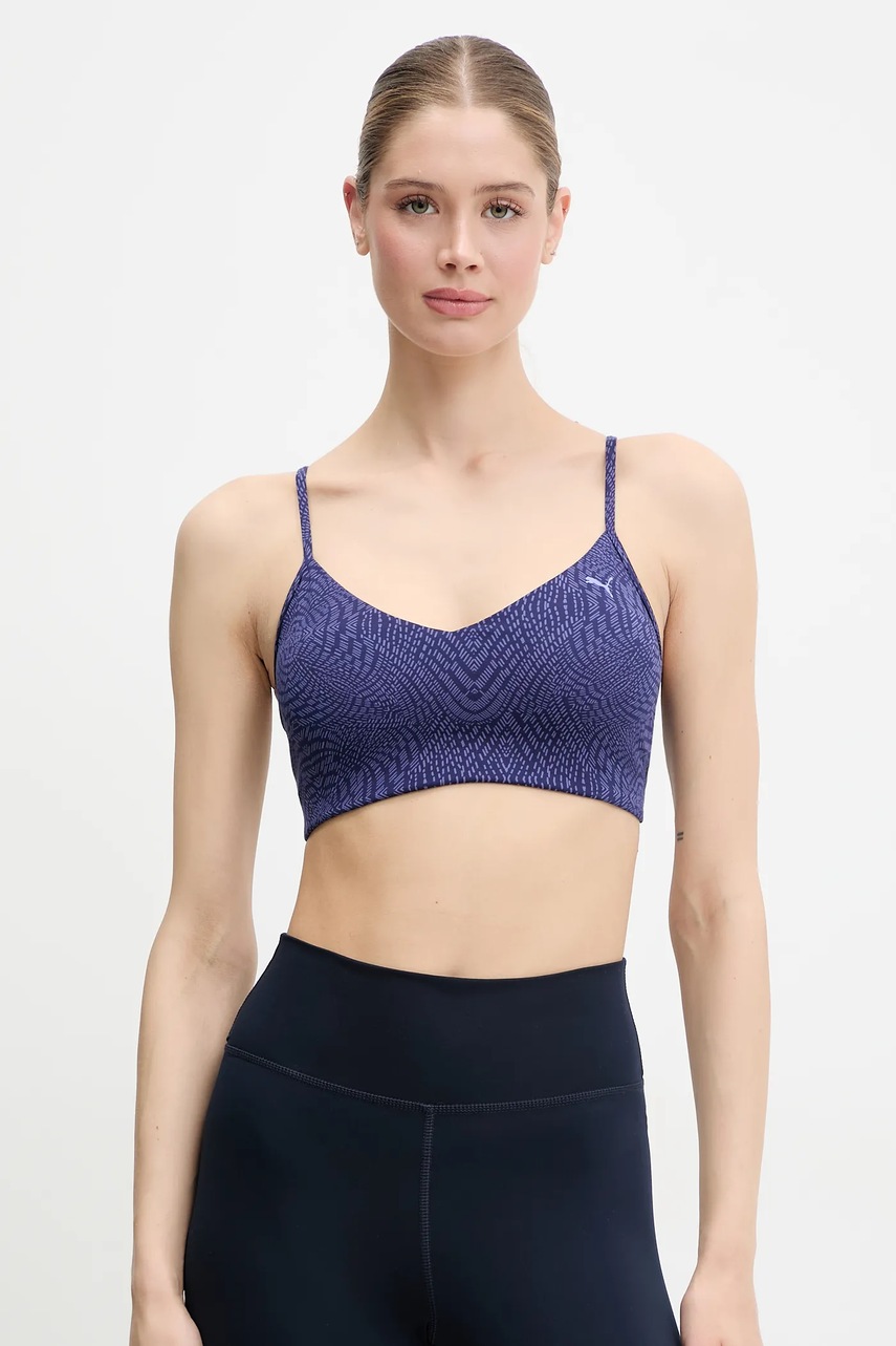 

Спортен сутиен Puma Move Cloudspun в синьо с десен 526691, Тъмносин