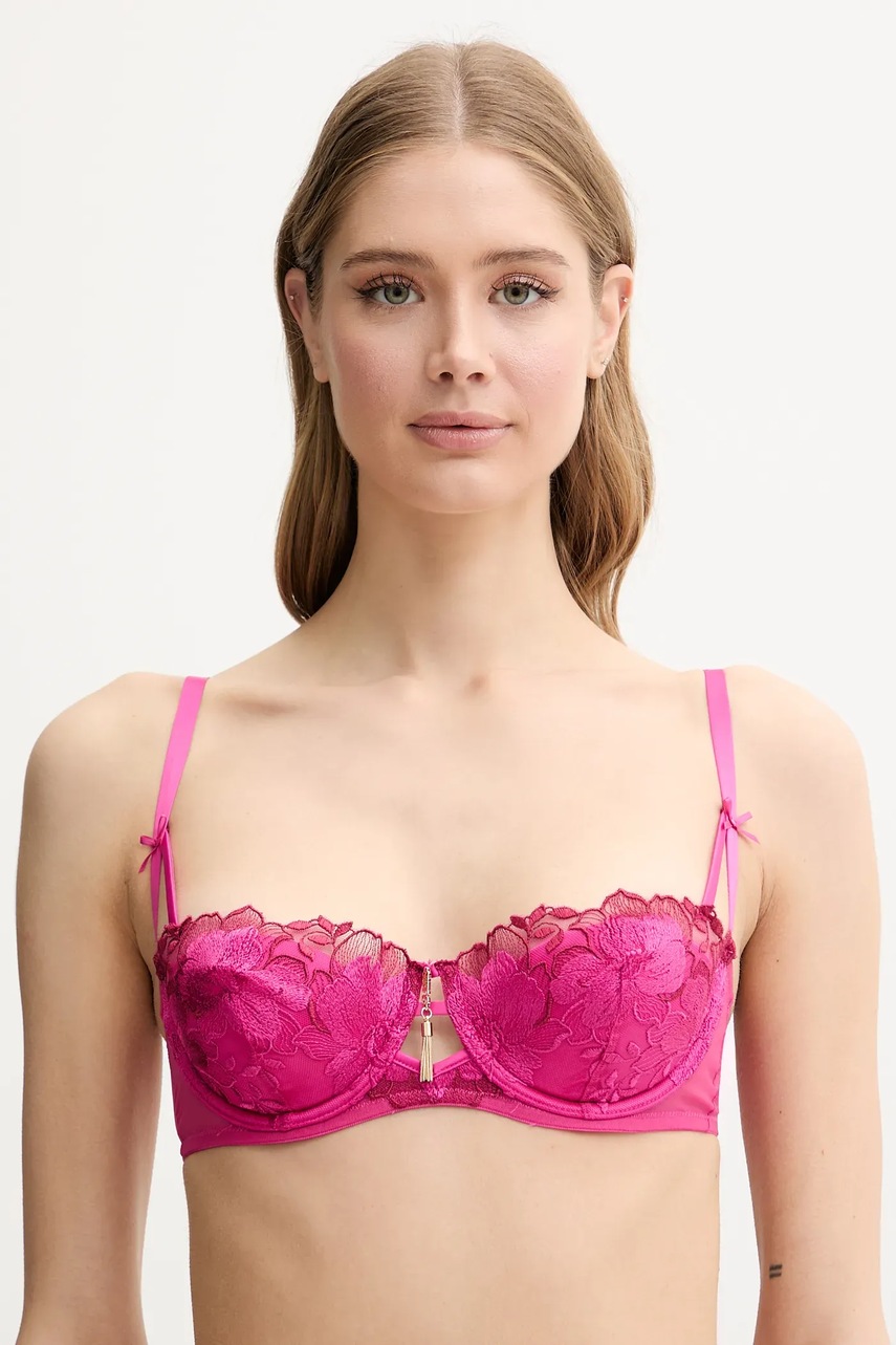 

Сутиен Guess LUISA в розово от дантела с десен O5GC10 KCQ80, Розов