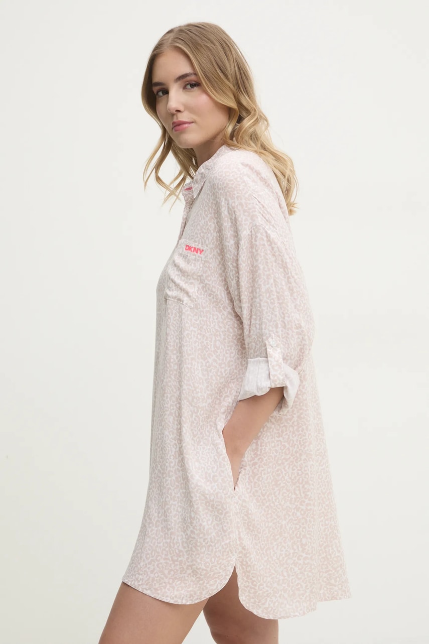 Dkny cămașă de noapte femei, culoarea bej, YI30043 Dkny cămașă de noapte femei, culoarea bej, YI30043