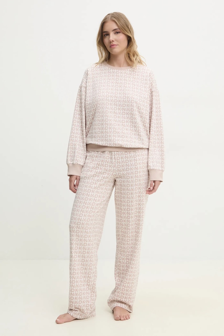 Dkny pijama femei, culoarea bej, YI80040