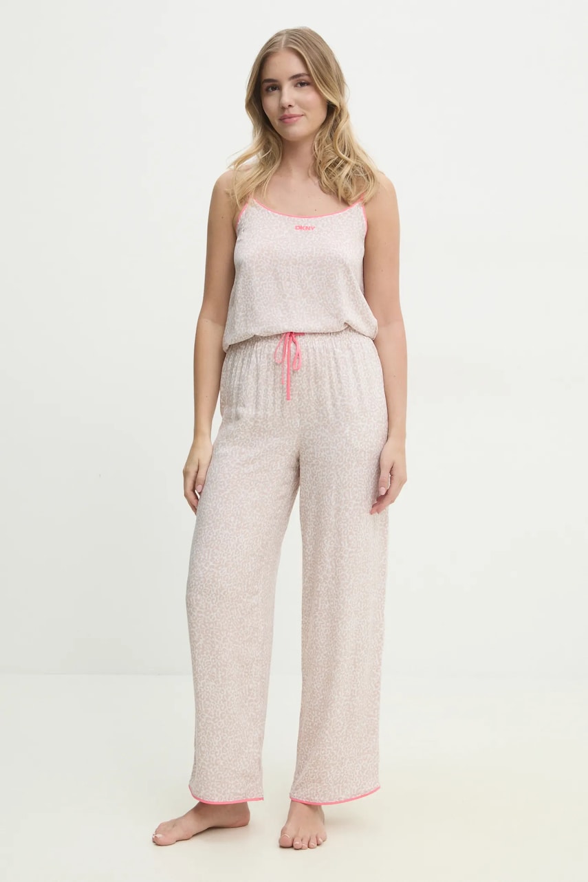 Dkny pijama femei, culoarea bej, YI80043