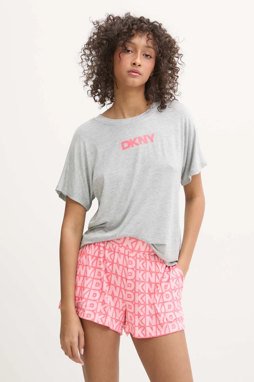 Dkny pijama femei, culoarea gri, YI80044