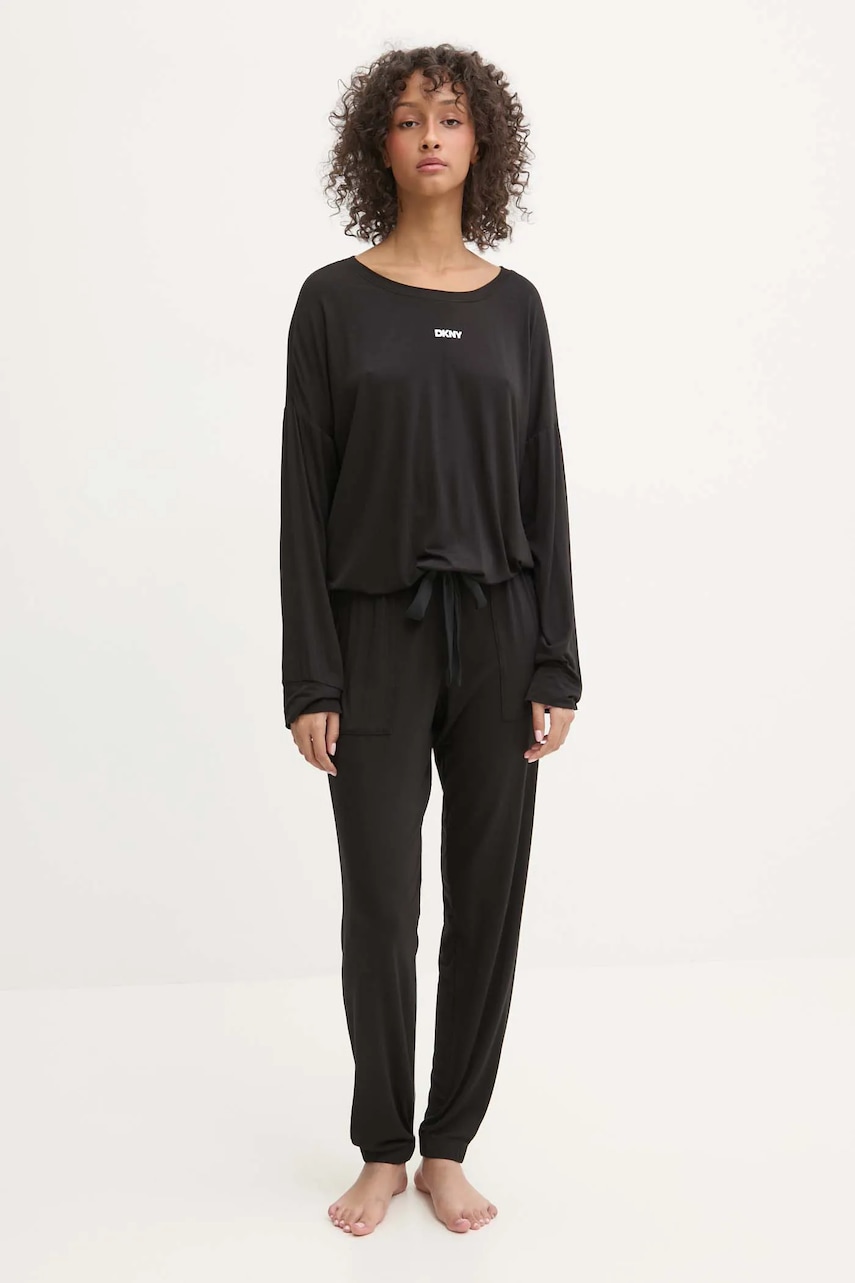 Dkny pijama femei, culoarea negru, YI90044