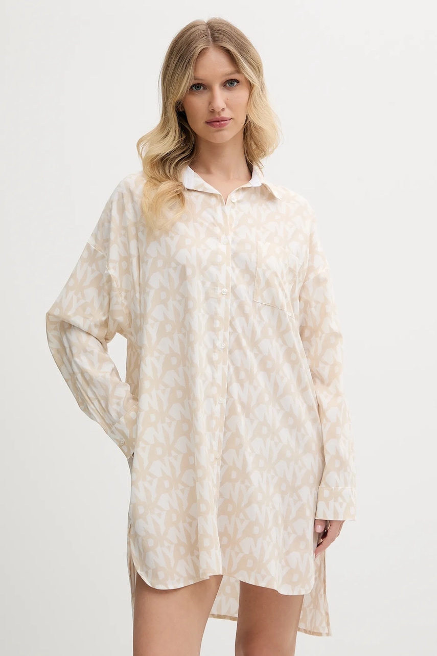 Dkny cămașă de noapte culoarea bej, YI30048 Dkny cămașă de noapte culoarea bej, YI30048