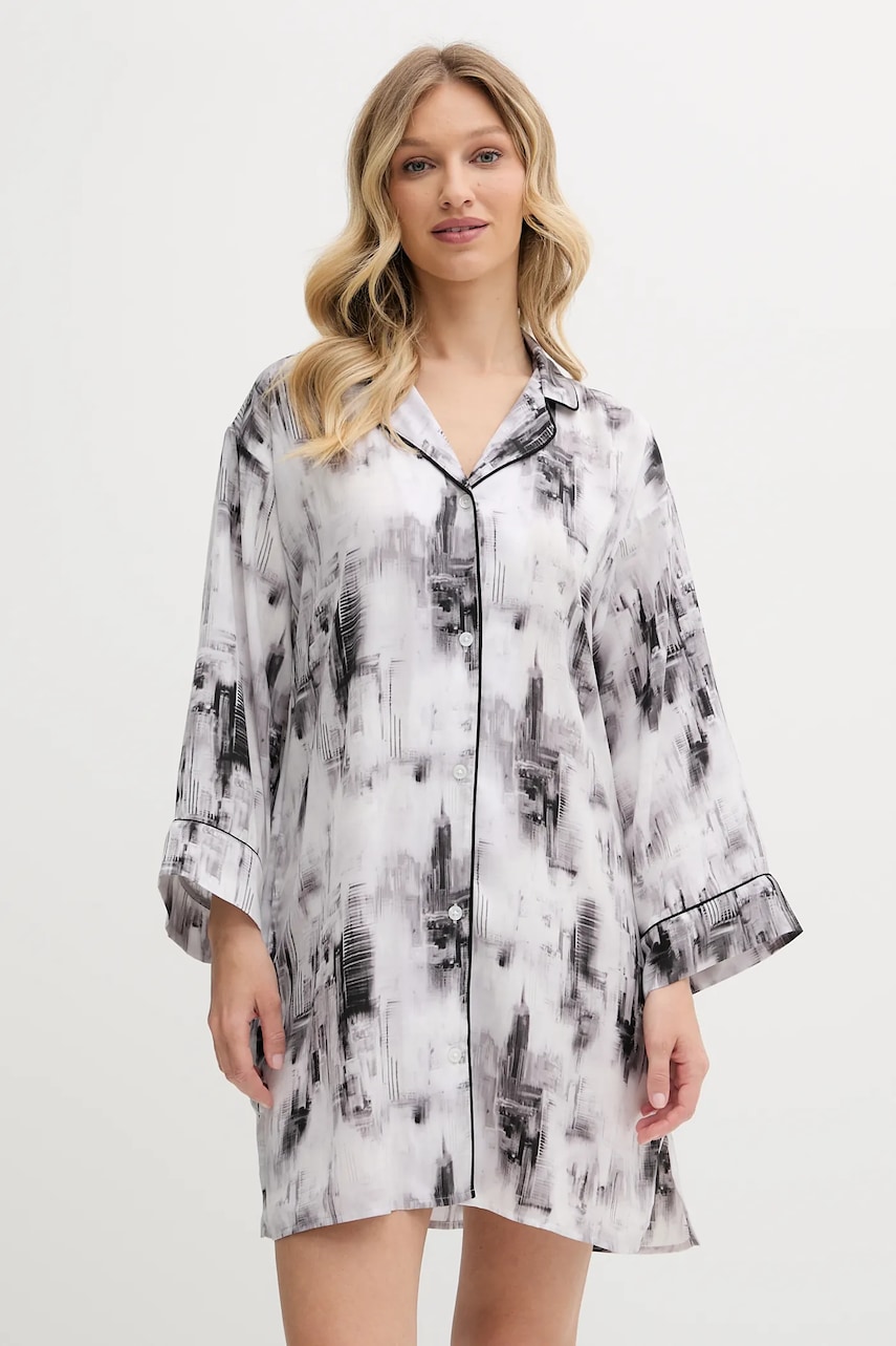 Dkny cămașă de noapte culoarea gri, bumbac, YI30053
