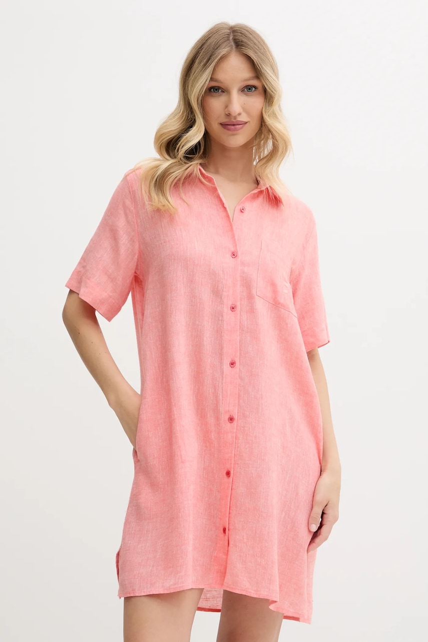 Dkny cămașă de noapte din in culoarea portocaliu, YI30054