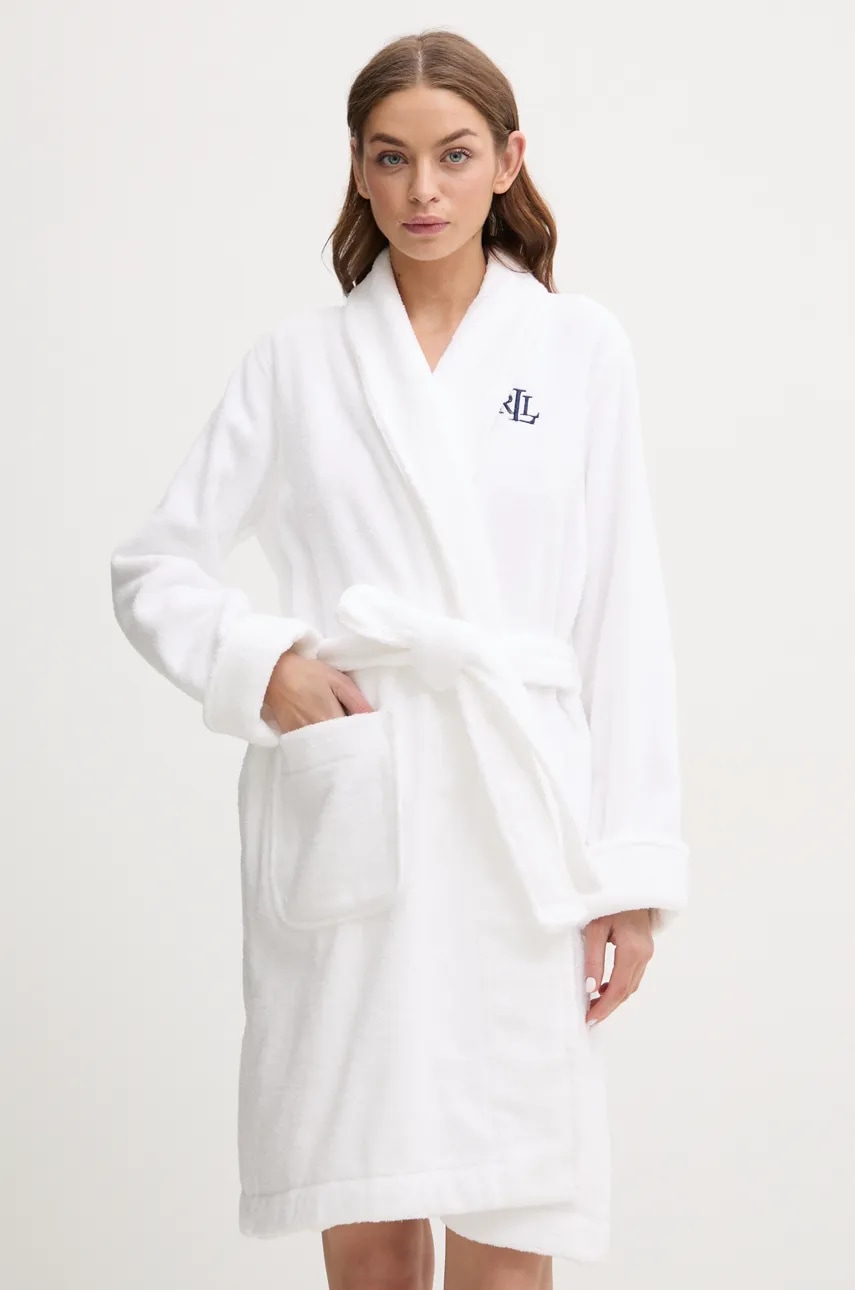 

Памучен халат Lauren Ralph Lauren в бяло ILN42298, Бял