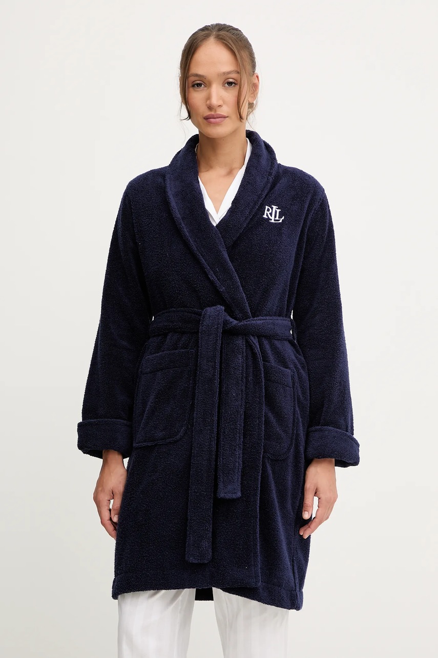

Памучен халат Lauren Ralph Lauren в бяло ILN42298, Тъмносин