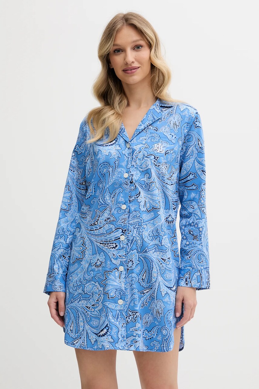 Levně Pyžamová košile Lauren Ralph Lauren dámská, růžová barva, ILN32399