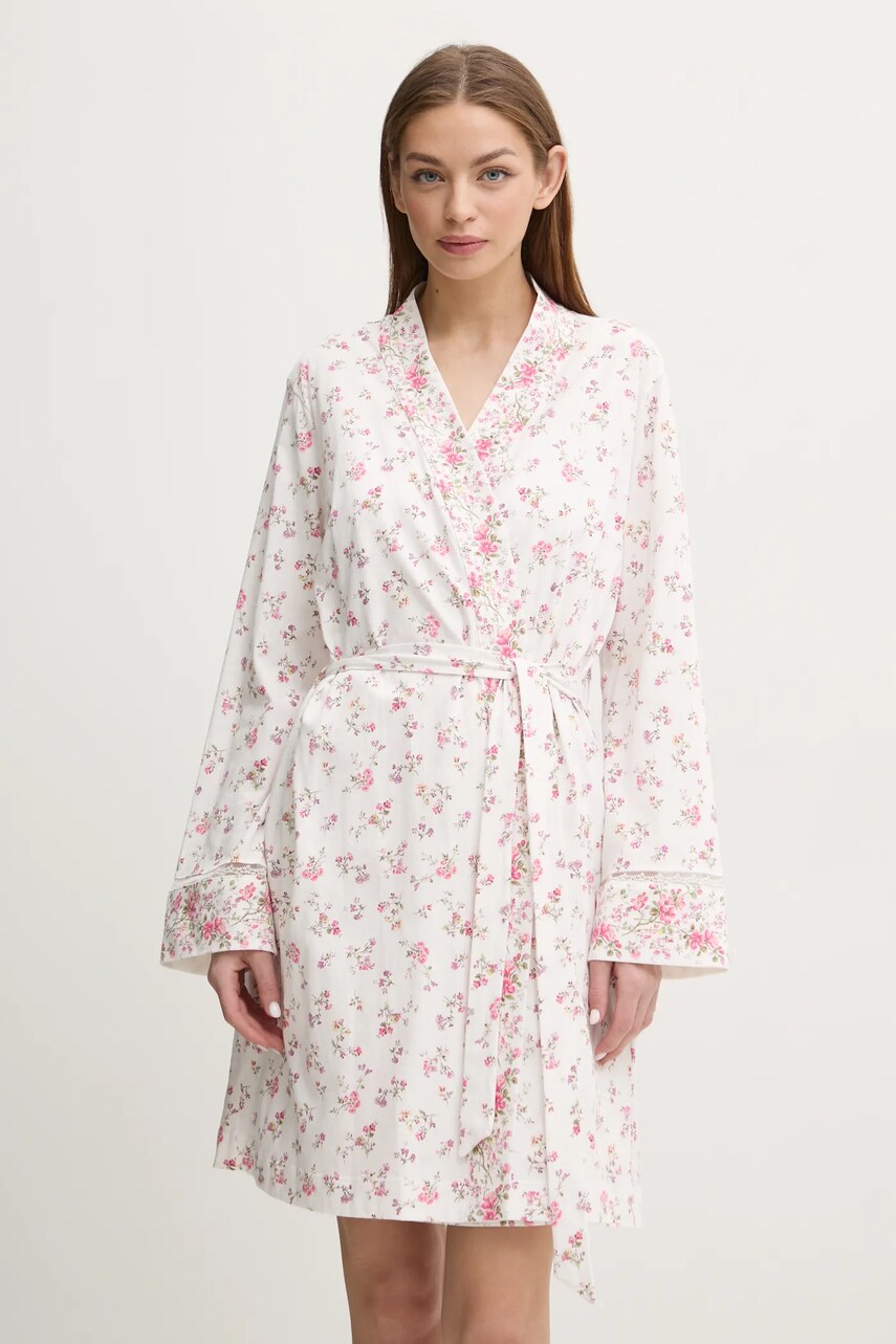 

Памучен халат Lauren Ralph Lauren в бяло ILN42408, Бял