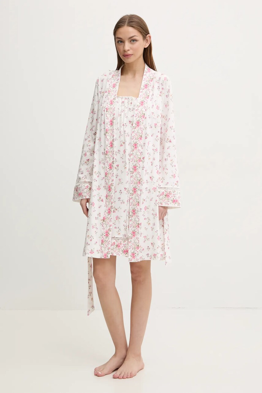 Хлопковый халат Lauren Ralph Lauren цвет белый ILN42408 Хлопковый халат Lauren Ralph Lauren цвет белый ILN42408