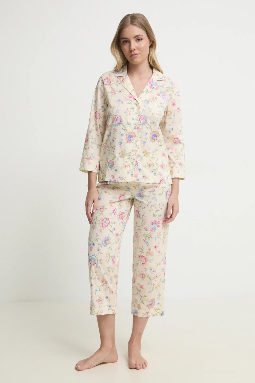 Levně Pyžamo Lauren Ralph Lauren béžová barva, ILN92411