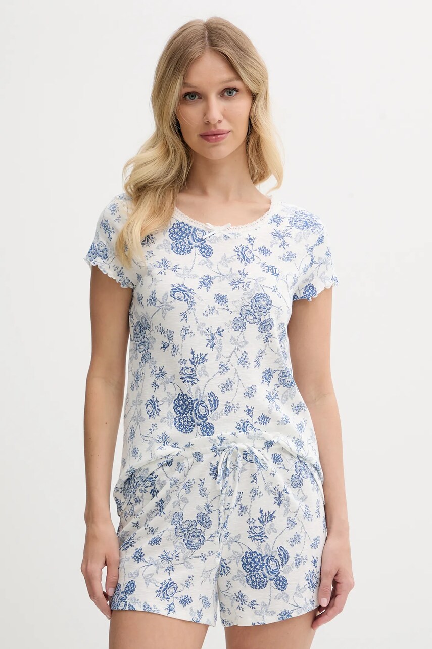 Levně Pyžamo Lauren Ralph Lauren dámské, bílá barva, ILN12432
