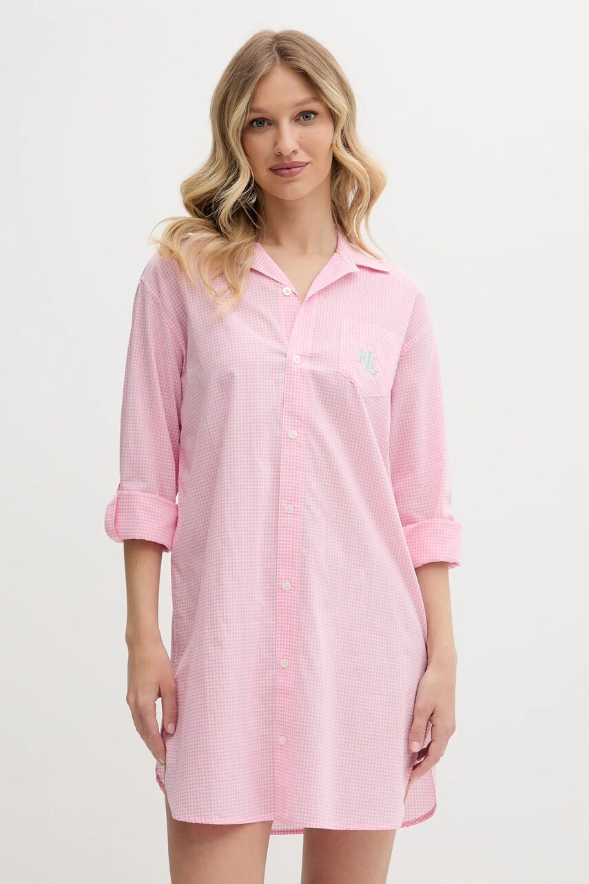 Levně Noční košilka Lauren Ralph Lauren dámská, růžová barva, ILN32415