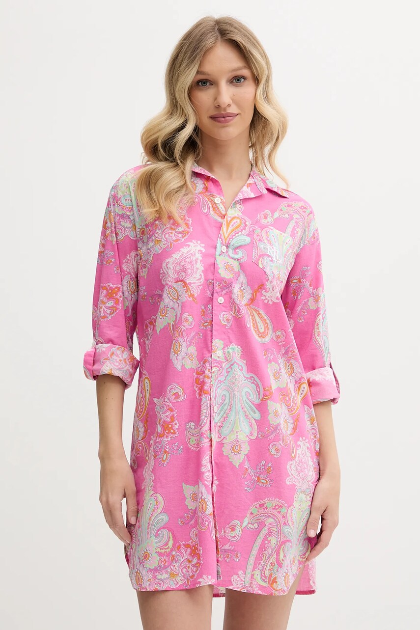 Levně Noční košilka Lauren Ralph Lauren dámská, růžová barva, ILN32424