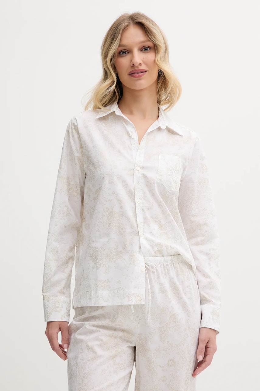 Хлопковая пижама Lauren Ralph Lauren цвет белый хлопковое ILN92426