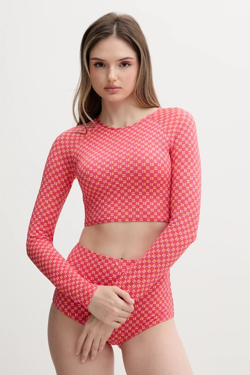 Rip Curl longsleeve de baie culoarea roz, cupă ușor rigidizată, 0NHWSW