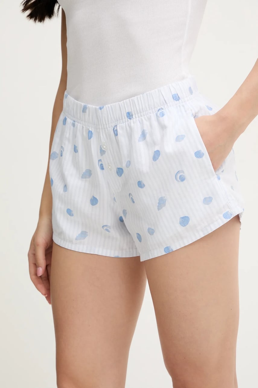 Levně Bavlněné pyžamové šortky Hollister Co. dámské, modrá barva, KI346-5023