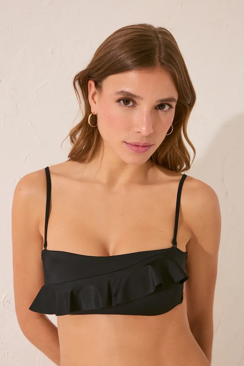women\'secret sutien de baie culoarea negru, cupa moale, 6489782
