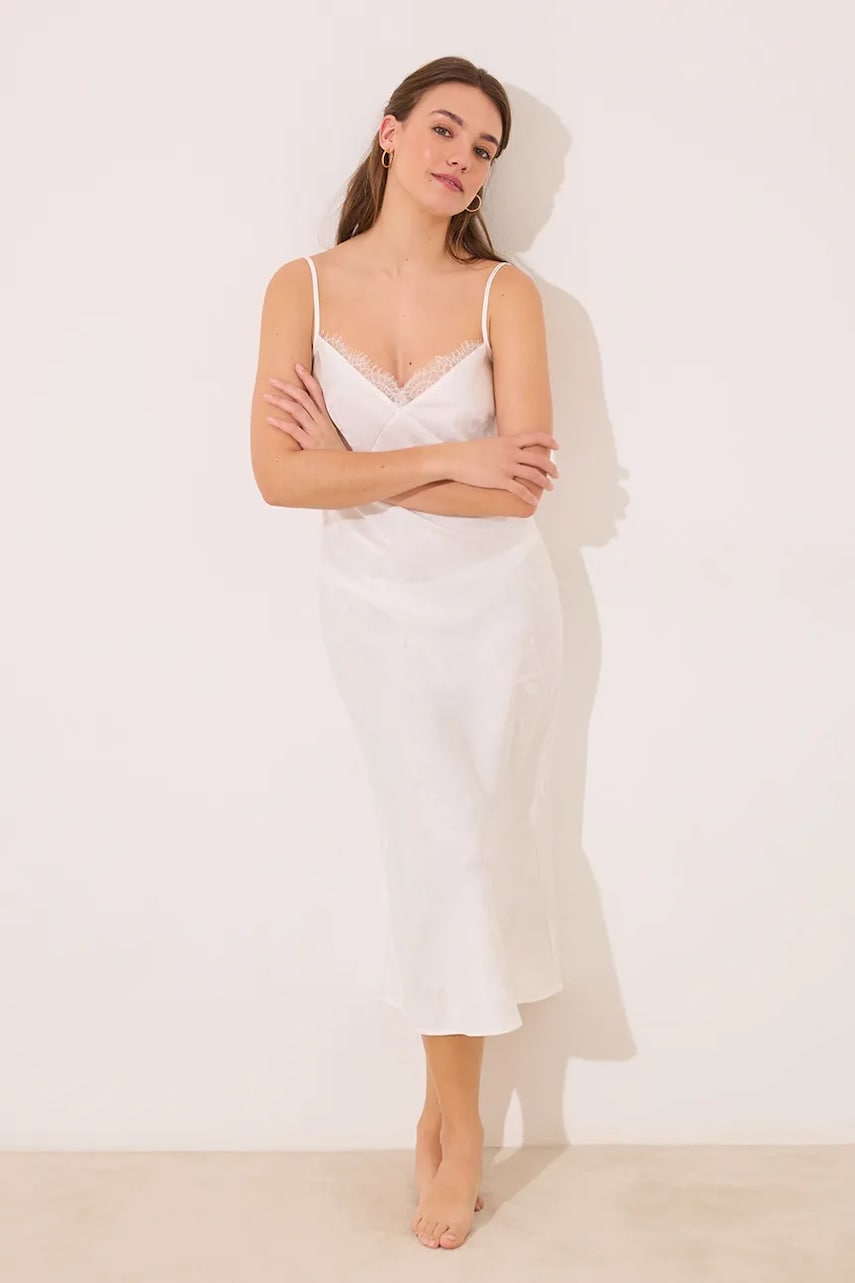 women'secret cămașă de noapte femei, culoarea alb, satin, 3419155 women'secret cămașă de noapte femei, culoarea alb, satin, 3419155