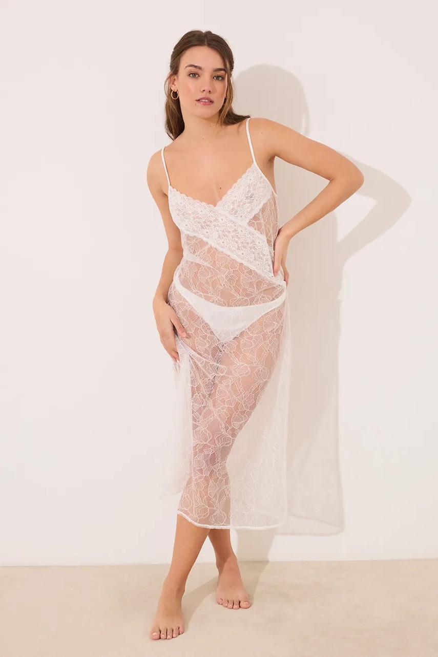 Levně Noční košilka women'secret dámská, bílá barva, krajková, 3419156