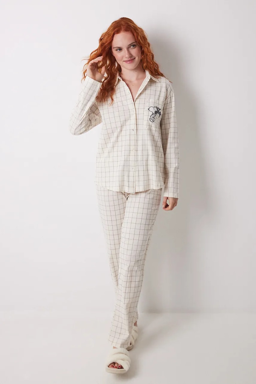 women'secret pijamale de bumbac femei, culoarea bej, bumbac, 3599167 women'secret pijamale de bumbac femei, culoarea bej, bumbac, 3599167