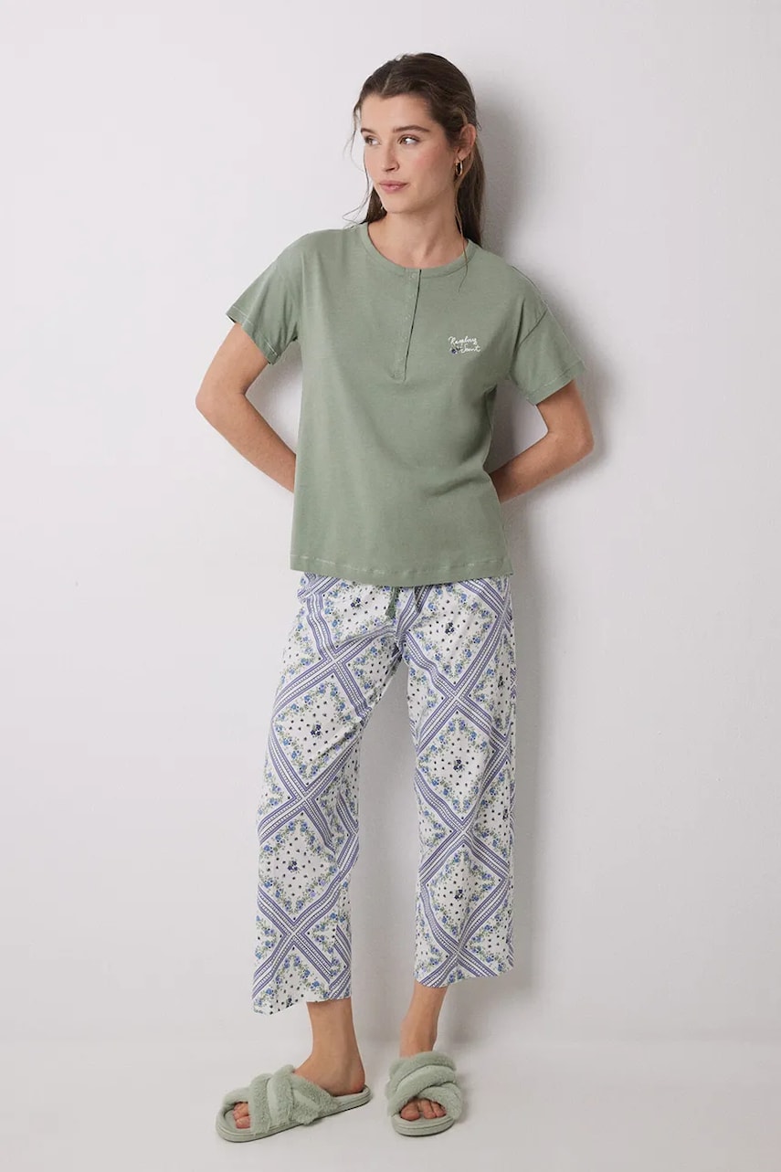 women'secret pijamale de bumbac femei, culoarea verde, bumbac, 3599160 women'secret pijamale de bumbac femei, culoarea verde, bumbac, 3599160