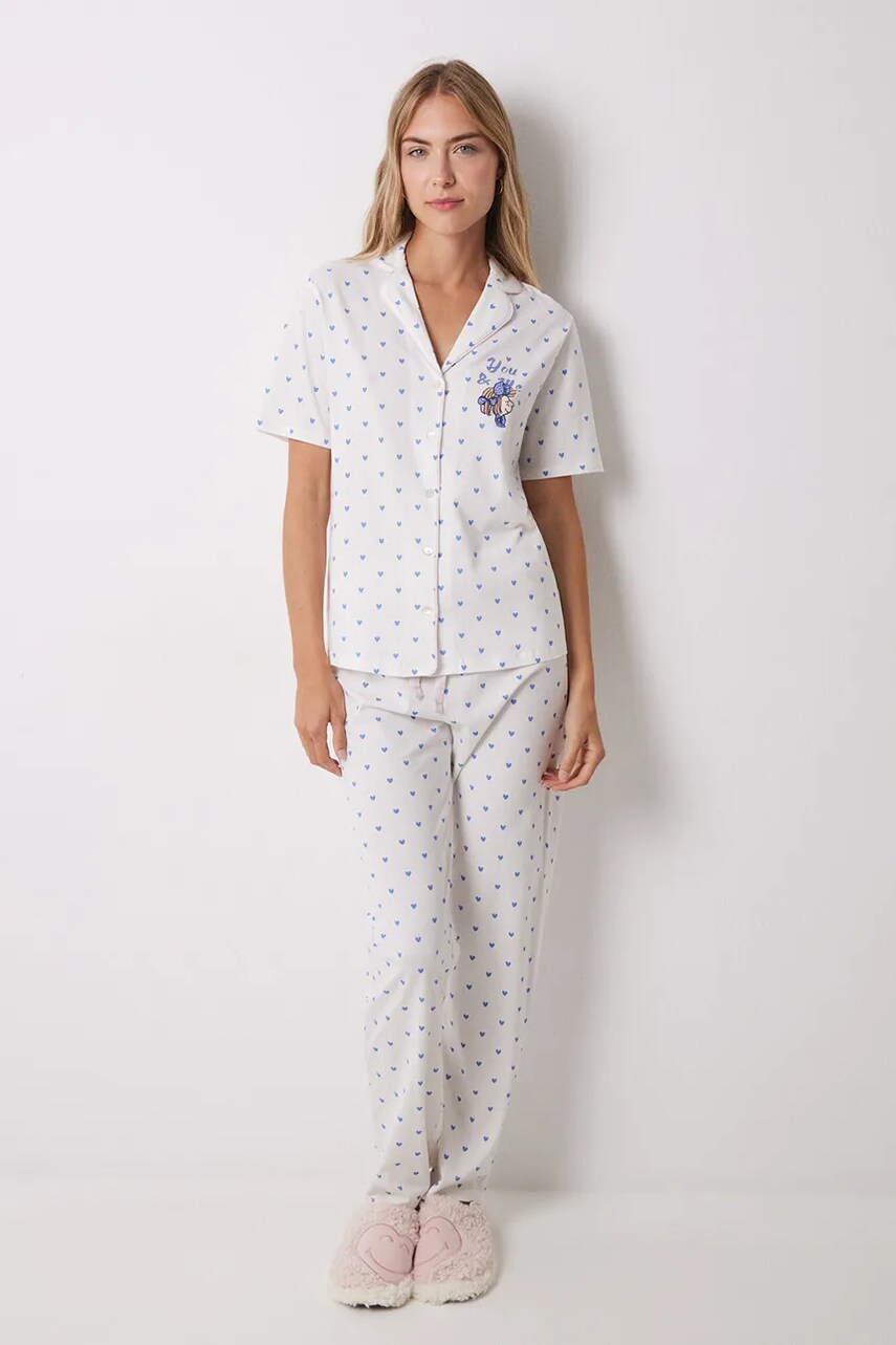 women\'secret pijamale de bumbac SNOOPY femei, culoarea alb, bumbac, 3139850