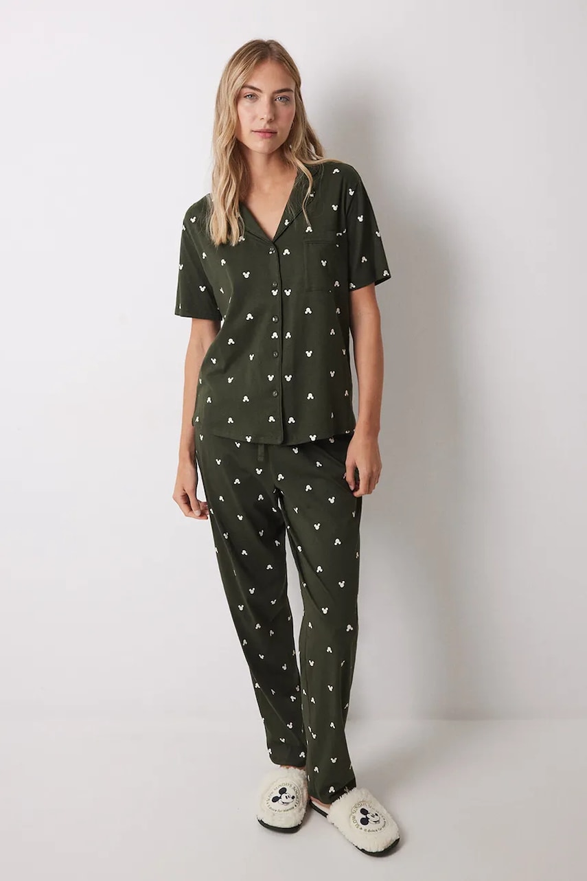 women'secret pijamale de bumbac MICKEY femei, culoarea verde, bumbac, 3139854 women'secret pijamale de bumbac MICKEY femei, culoarea verde, bumbac, 3139854
