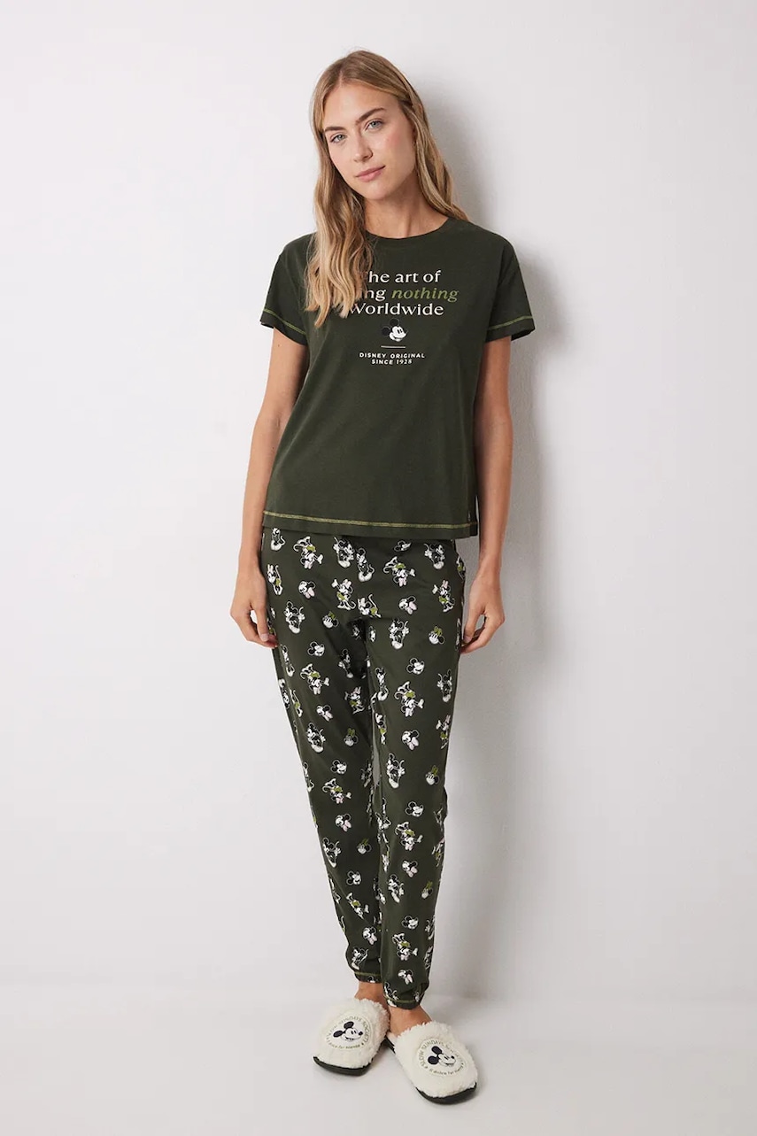 women'secret pijamale de bumbac MICKEY femei, culoarea verde, bumbac, 3139855 women'secret pijamale de bumbac MICKEY femei, culoarea verde, bumbac, 3139855